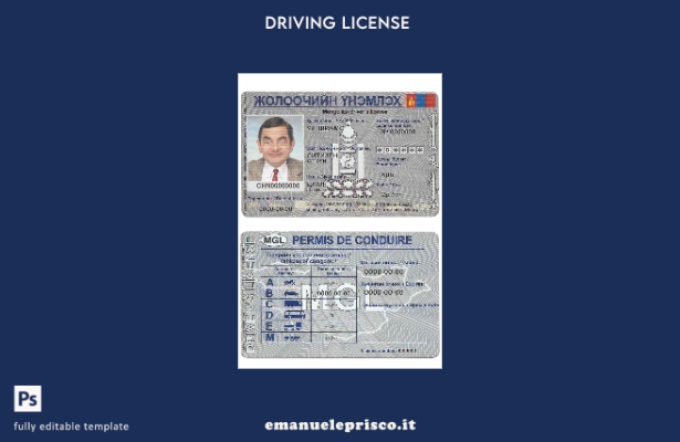 verified style modello di patente di guida della Mongolia in stile verificato template